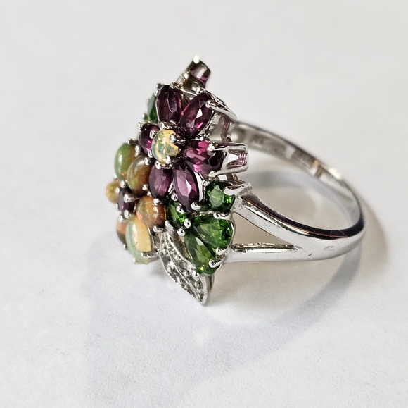 Gorgeous Genuine Gemstone Ring in Rhodium over Sterling Silver Sz 9.5! - Picture 5 of 9